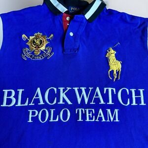Polo Ralph Lauren Blackwatch Shirt Mens Large Blue Big Pony Rugby #3 Embroidered